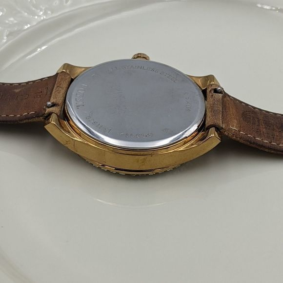 Fossil Watch Pink Face Crystal Circle Leather Band - Picture 3 of 11